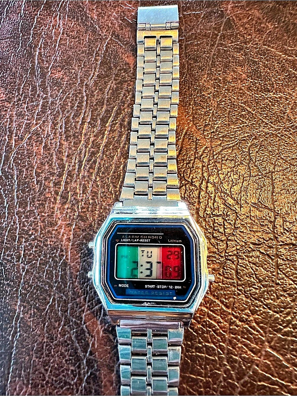 Retro Digital Watch in Silver & Black